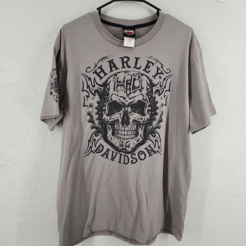 Harley-Davidson Large Gray Skull Graphic Boswell's Nashville Biker Tee Mens
